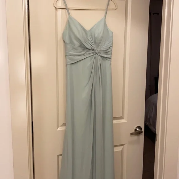 good places to buy bridesmaid dresses Berylove Women One Shoulder Bridesmaid Dress A Line Chiffon Dusty Sage Long Wedding Guest Dress with Slit, Dusty Sage / US14